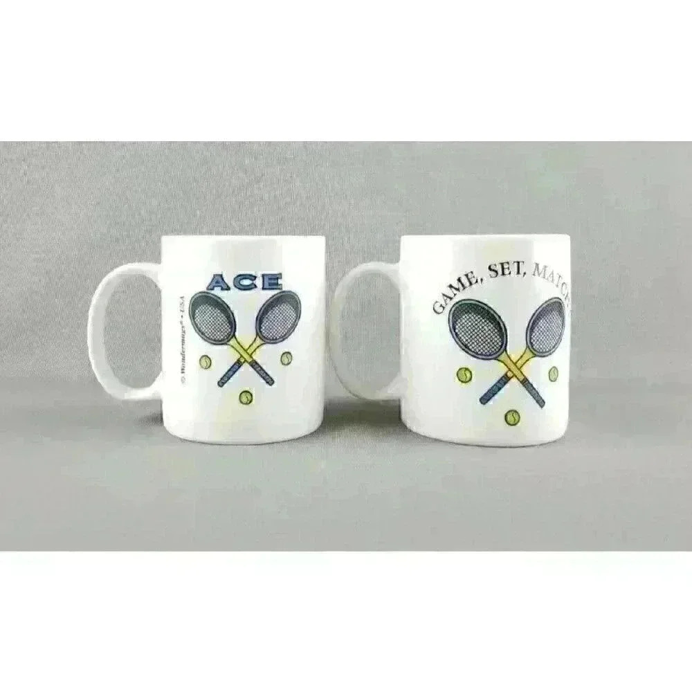 Tennis Player "Game Set Match" Wondermugs Heat Activated Coffee Mug Cup Set of 2 - Picture 5 of 7